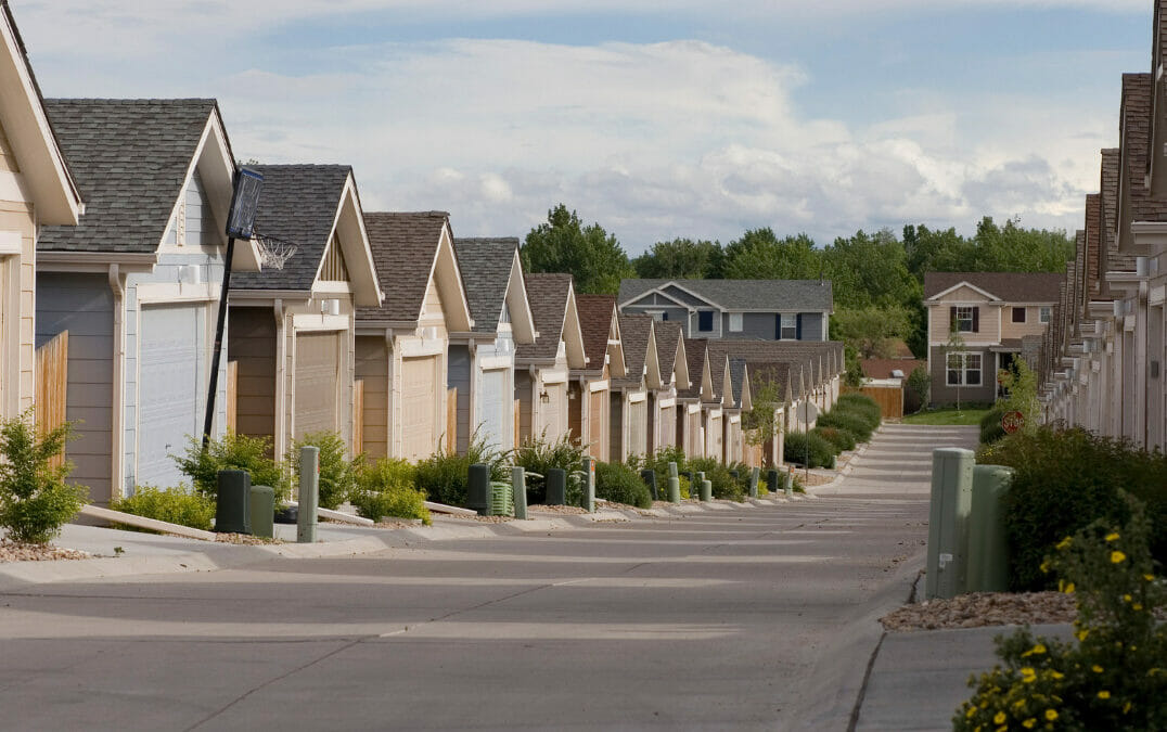 Row of homes and garages in Colorado
